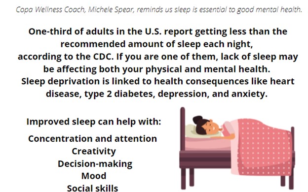 One-third of adults in the U.S. report getting less than the recommended amount of sleep each night, according to the CDC. If you are one of them, lack of sleep may be affecting both your physical and mental health. 

Sleep deprivation is linked to health consequences like heart disease, type 2 diabetes, depression, and anxiety. 

Improved sleep can help with:
Concentration and attention 
Creativity
Decision-making
Mood 
Social skills 