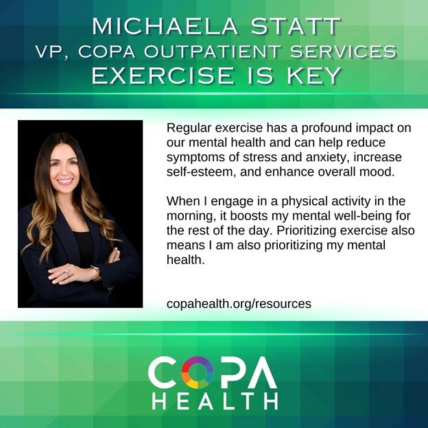 Regular exercise has a profound impact on our mental health and can help reduce symptoms of stress and anxiety, increase self-esteem, and enhance overall mood. 

When I engage in a physical activity in the morning, it boosts my mental well-being for the rest of the day. Prioritizing exercise also means I am also prioritizing my mental health. 